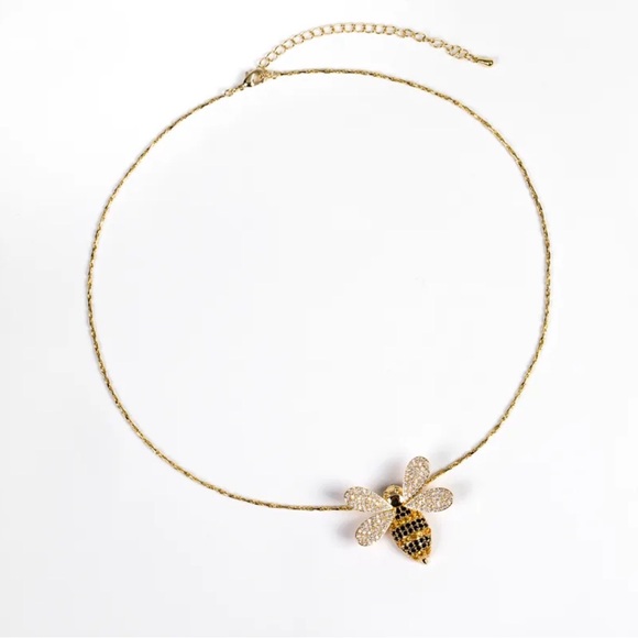 Gold Honey Bee Pendant Necklace - Picture 3 of 8